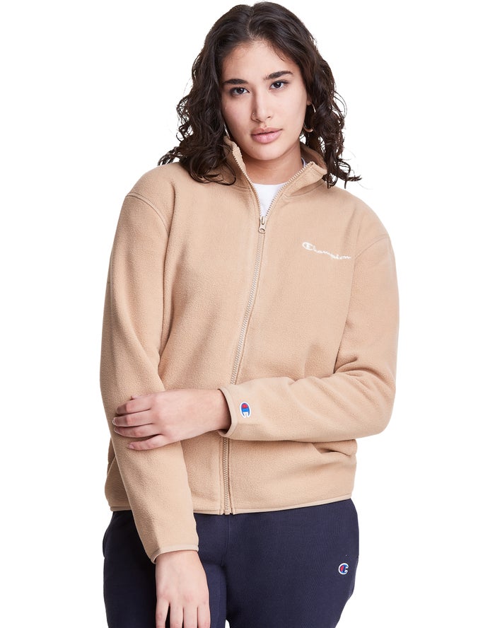 Champion Polar Fleece Full Zip Mock Neck Cream Jackets Womens - South Africa ISJXYU967